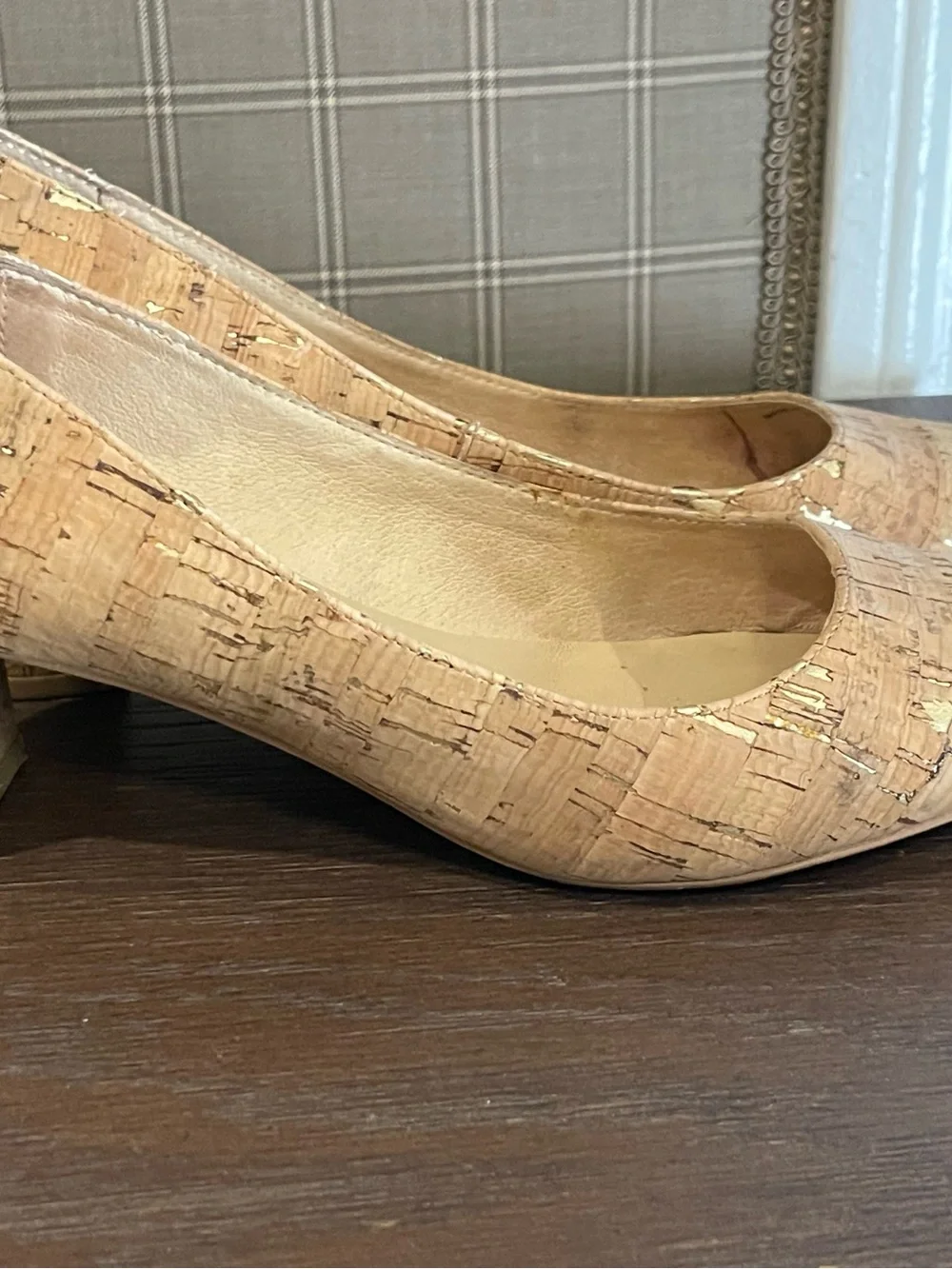 kate spade Natural Cork Pointed Toe Flats with Metallic Flecks